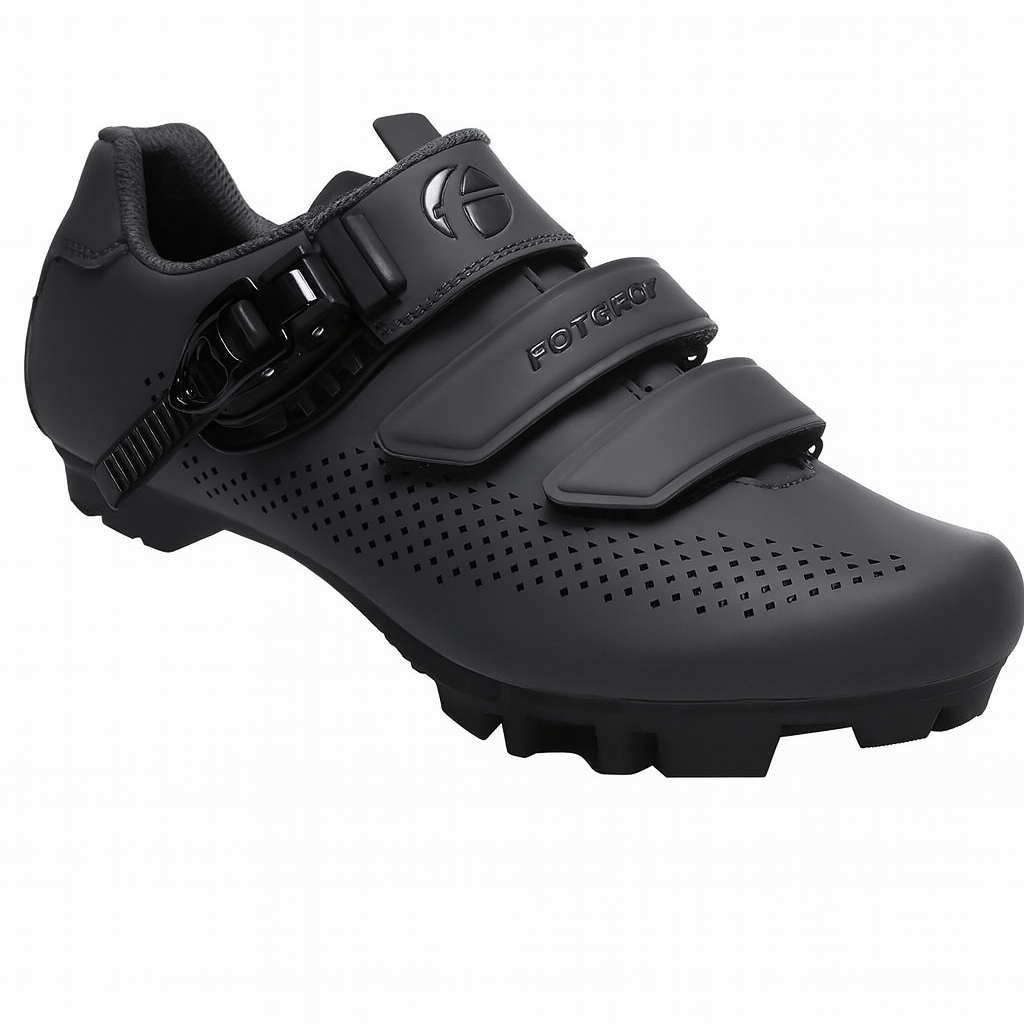 FOTGOAT MTB Cycling Shoes with SPD 2 Cleats, Black.