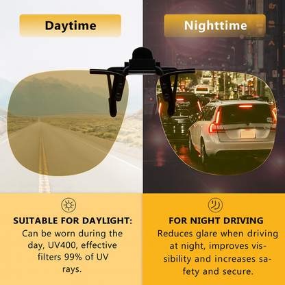 Epavouos Polarized Clip-On Night Driving Glasses UV400 for Eyeglass Wearers
