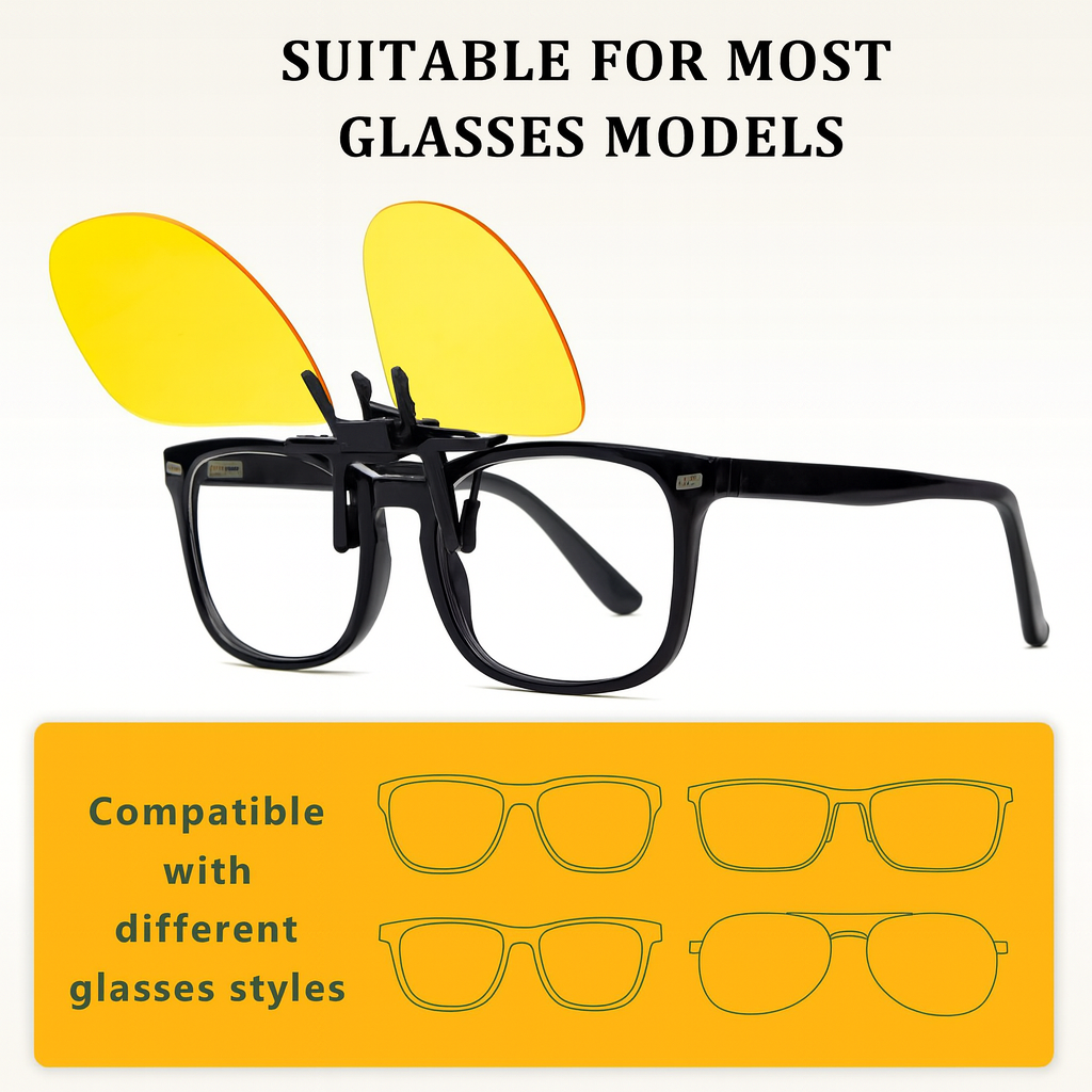 Epavouos Polarized Clip-On Night Driving Glasses UV400 for Eyeglass Wearers