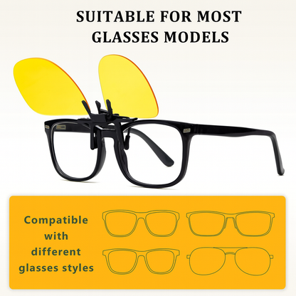 Epavouos Polarized Clip-On Night Driving Glasses UV400 for Eyeglass Wearers