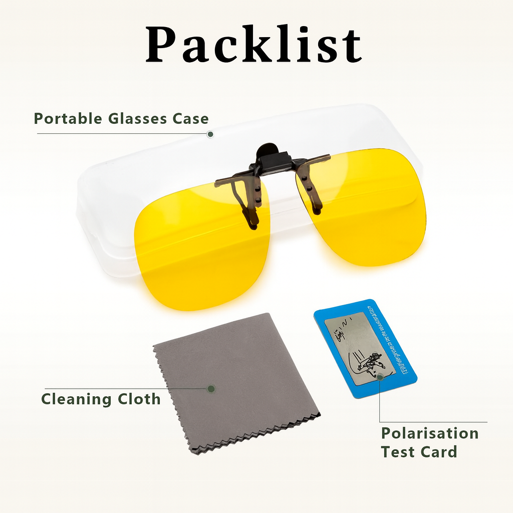 Epavouos Polarized Clip-On Night Driving Glasses UV400 for Eyeglass Wearers