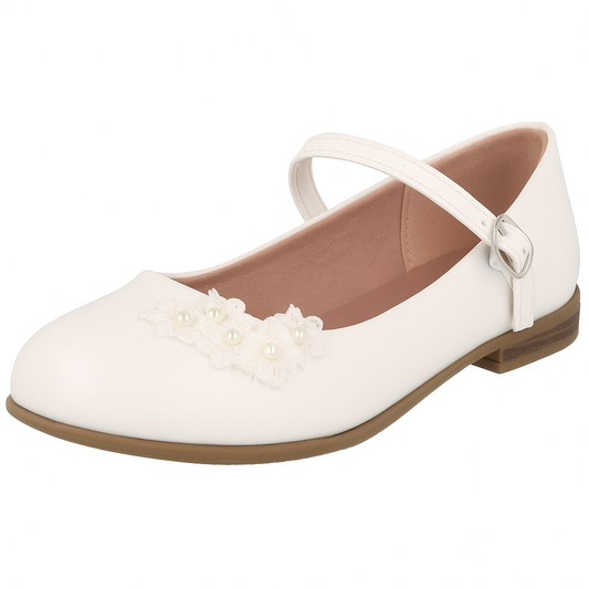 U&me Girls Shoes Ballerina Wedding White Flower