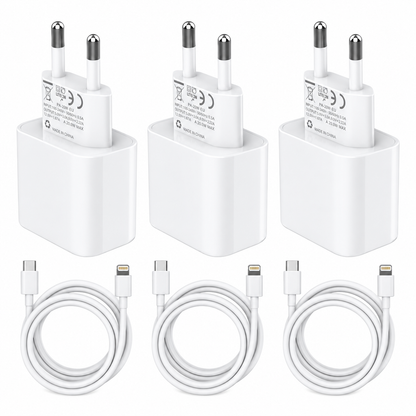 Apple 20W USB-C Fast Charger with Cable Pack of 3