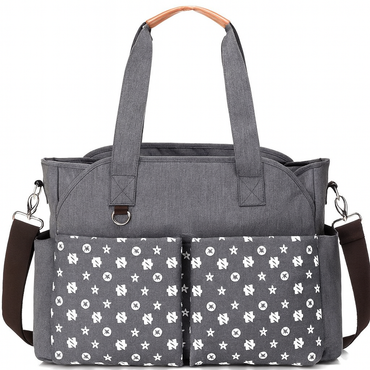 Versatile Grey Baby Stroller Travel Bag with Multiple Pockets.
