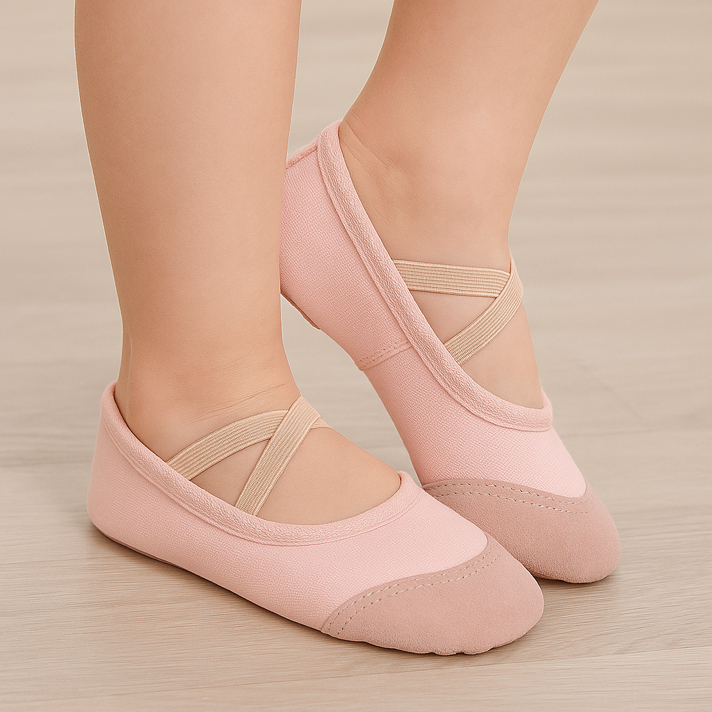 Furein Light Pink Canvas Ballet Shoes with Split Sole