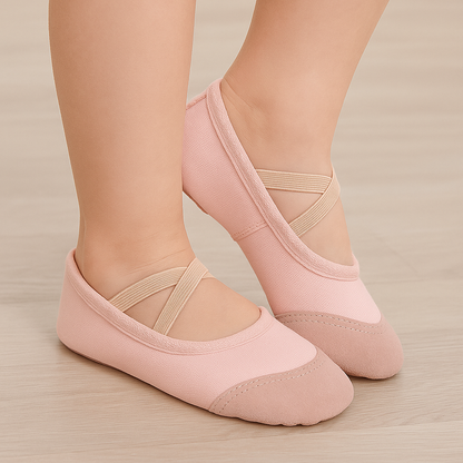 Furein Light Pink Canvas Ballet Shoes with Split Sole