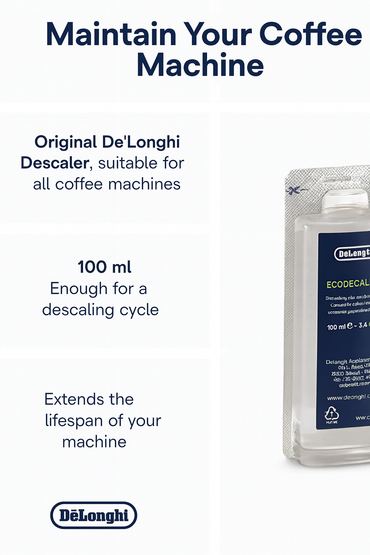 De'Longhi EcoDecalk 100ml Eco-Friendly Natural Limescale Coffee Machine Descaler