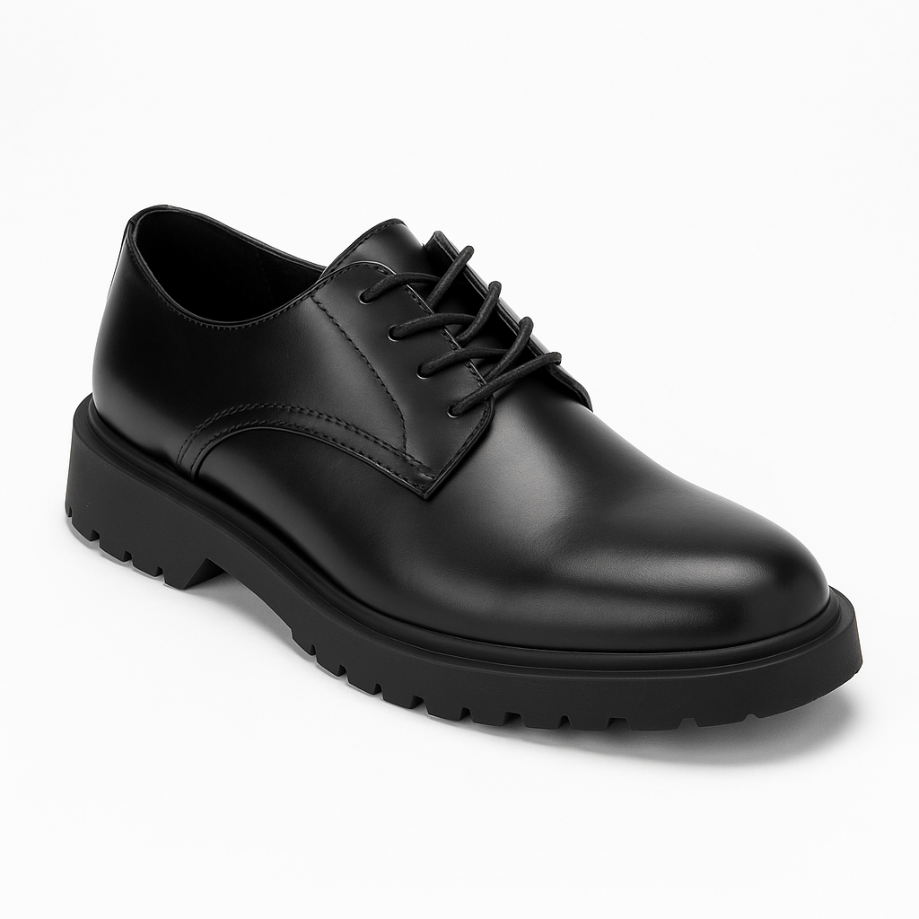 Men's Classic Black Leather Loafers, Comfortable Slip-On Dress Shoes.