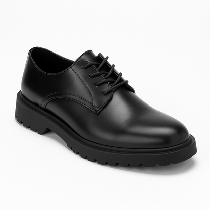 Men's Classic Black Leather Loafers, Comfortable Slip-On Dress Shoes.