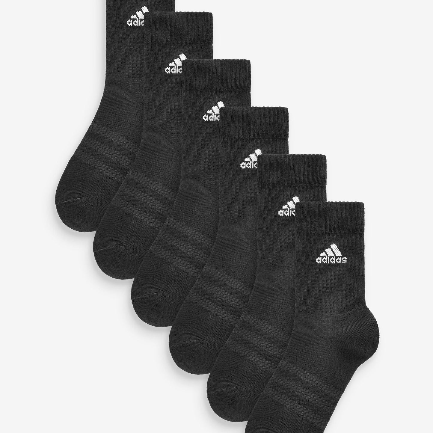 Adidas Black/White 6-Pack Cushioned Crew Socks for Enhanced Comfort & Support