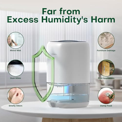 CONOPU DH-CS01 Dehumidifier 1000ml Tank 450ml/Day Peltier Technology Quiet 39dB Auto Shut-Off
