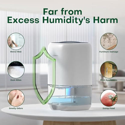 CONOPU DH-CS01 Dehumidifier 1000ml Tank 450ml/Day Peltier Technology Quiet 39dB Auto Shut-Off