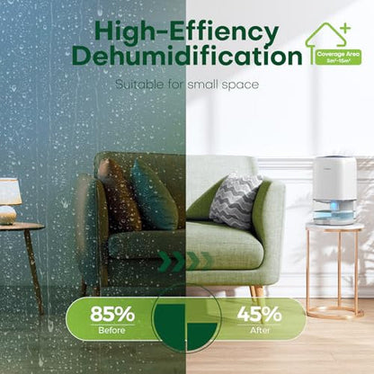 CONOPU DH-CS01 Dehumidifier 1000ml Tank 450ml/Day Peltier Technology Quiet 39dB Auto Shut-Off