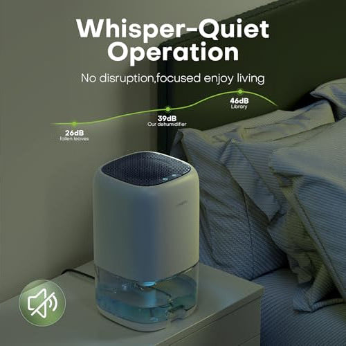 CONOPU DH-CS01 Dehumidifier 1000ml Tank 450ml/Day Peltier Technology Quiet 39dB Auto Shut-Off