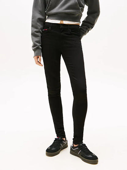 Tommy Jeans Nora Mid-Rise Skinny Black Jeans: Flexible Comfort, Sustainable Cotton Denim - Gomix Brands Outlet