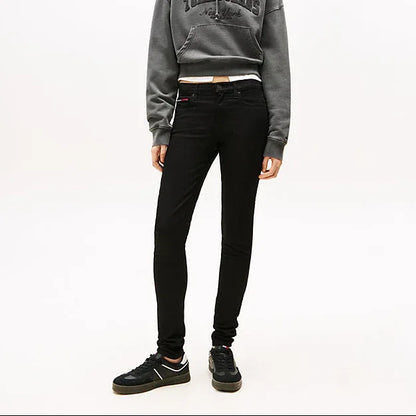 Tommy Jeans Nora Mid-Rise Skinny Black Jeans: Flexible Comfort, Sustainable Cotton Denim - Gomix Brands Outlet