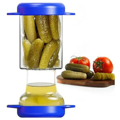 42 Oz Glass Pickle Jar with Integrated Strainer, Airtight Silicone Lids