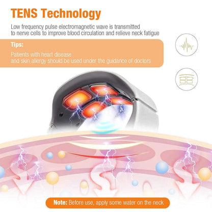 Four-Head Neck Massager with Heat Vibration Pulse Adjustable Intensity