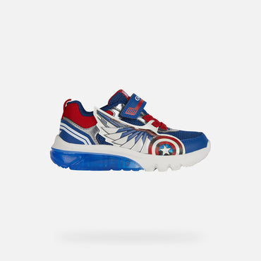 Geox Ciberdron Junior Boys' Marvel Avengers Light-Up Sneakers - Blue/Red