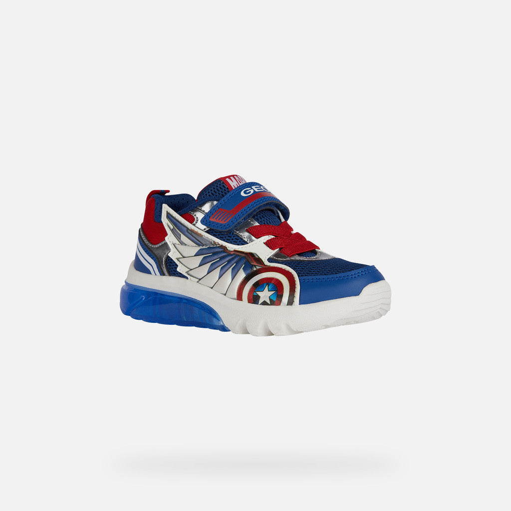 Geox Ciberdron Junior Boys' Marvel Avengers Light-Up Sneakers - Blue/Red