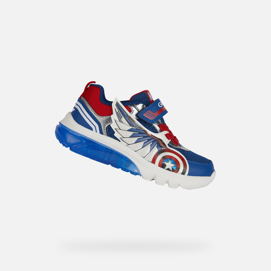 Geox Ciberdron Junior Boys' Marvel Avengers Light-Up Sneakers - Blue/Red