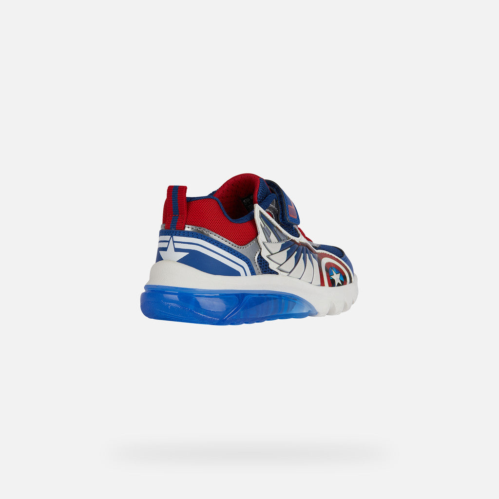Geox Ciberdron Junior Boys' Marvel Avengers Light-Up Sneakers - Blue/Red