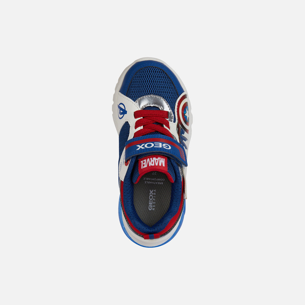 Geox Ciberdron Junior Boys' Marvel Avengers Light-Up Sneakers - Blue/Red
