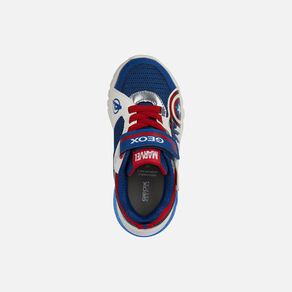 Geox Ciberdron Junior Boys' Marvel Avengers Light-Up Sneakers - Blue/Red
