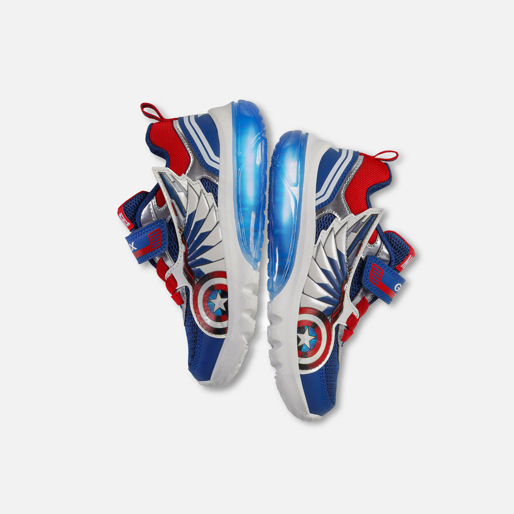 Geox Ciberdron Junior Boys' Marvel Avengers Light-Up Sneakers - Blue/Red