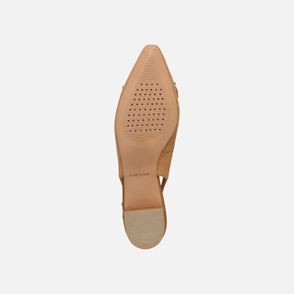 Geox Giselda15 Women's Cognac Suede Low Heel Slingback Ballet Flats