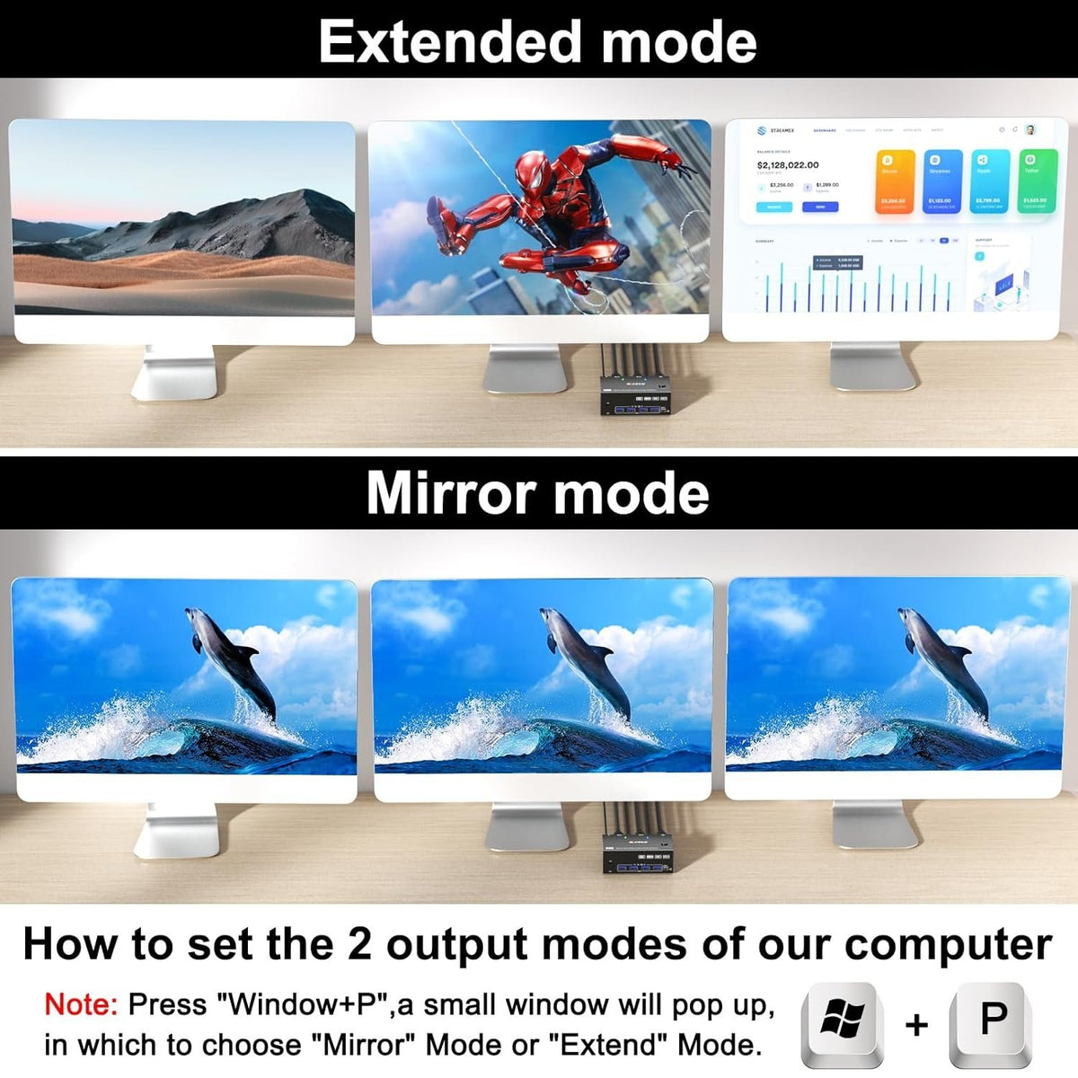 Triple Monitors KVM Switch KC-KVM203DH