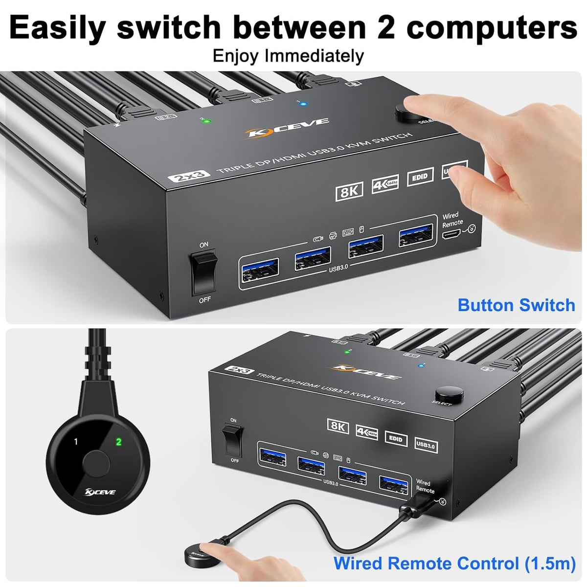 Triple Monitors KVM Switch KC-KVM203DH