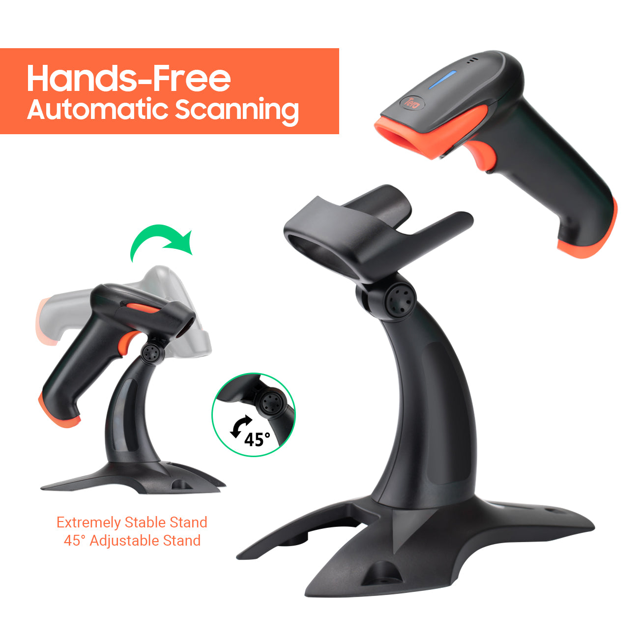 Tera Premium HW0002 2D Wireless Barcode Scanner Orange