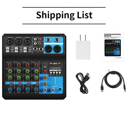 Professional 5-Channel USB Audio Mixer with High/Low Tone Controls