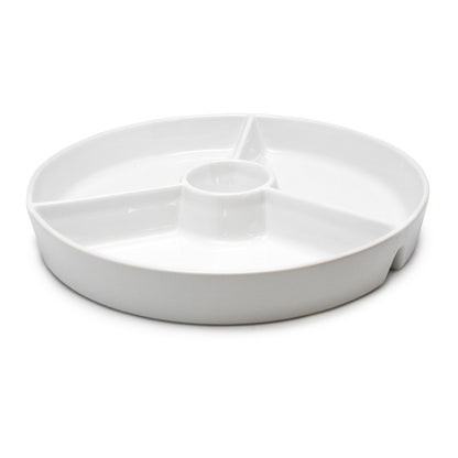 Durable White Porcelain Divided Snack Plate for Appetizers and Party Serving