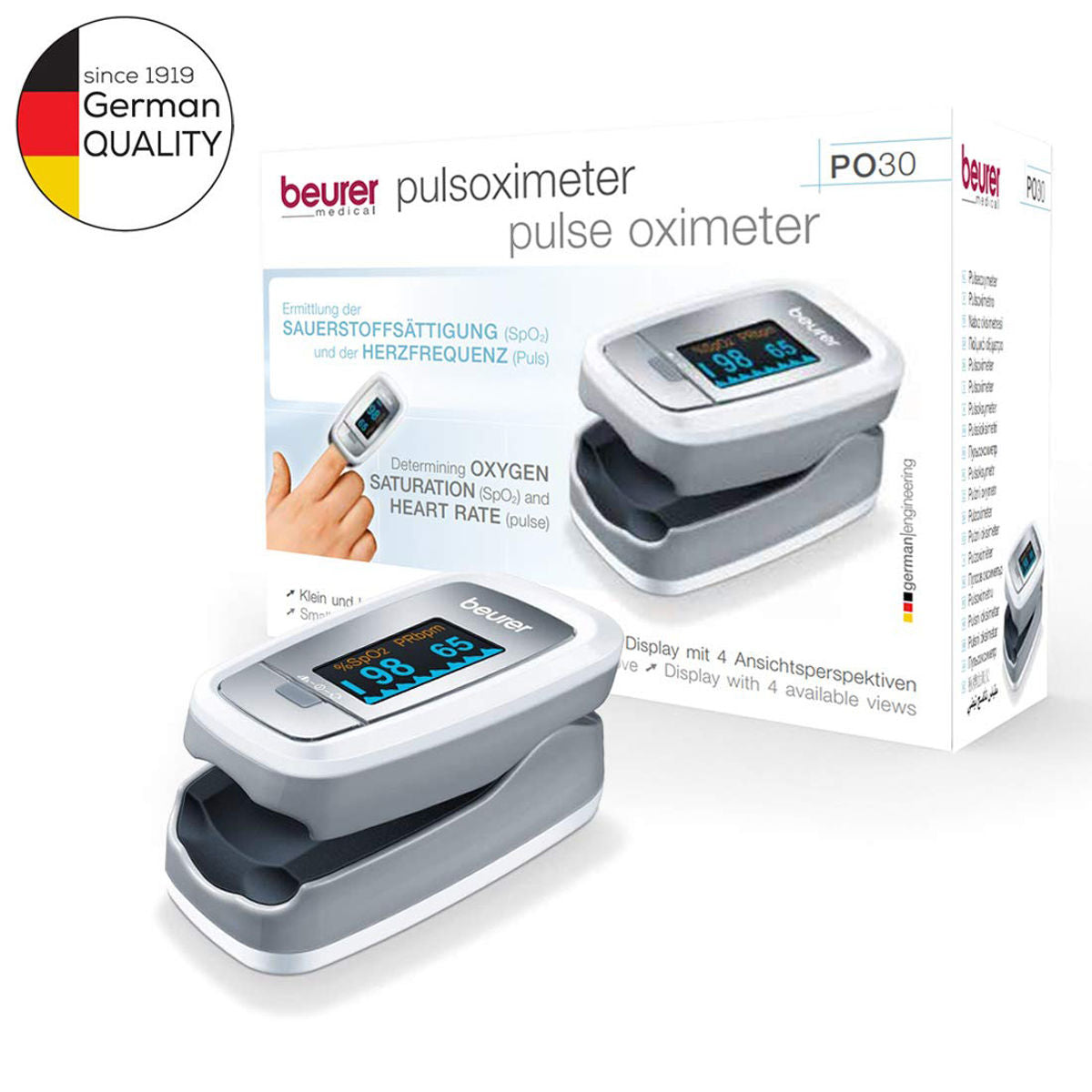 Beurer PO 30 Fingertip Pulse Oximeter for Accurate SpO2 & Heart Rate Monitoring