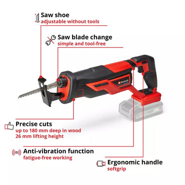 Einhell 18V Cordless Universal Saw with Power X-Change, 26mm Lift