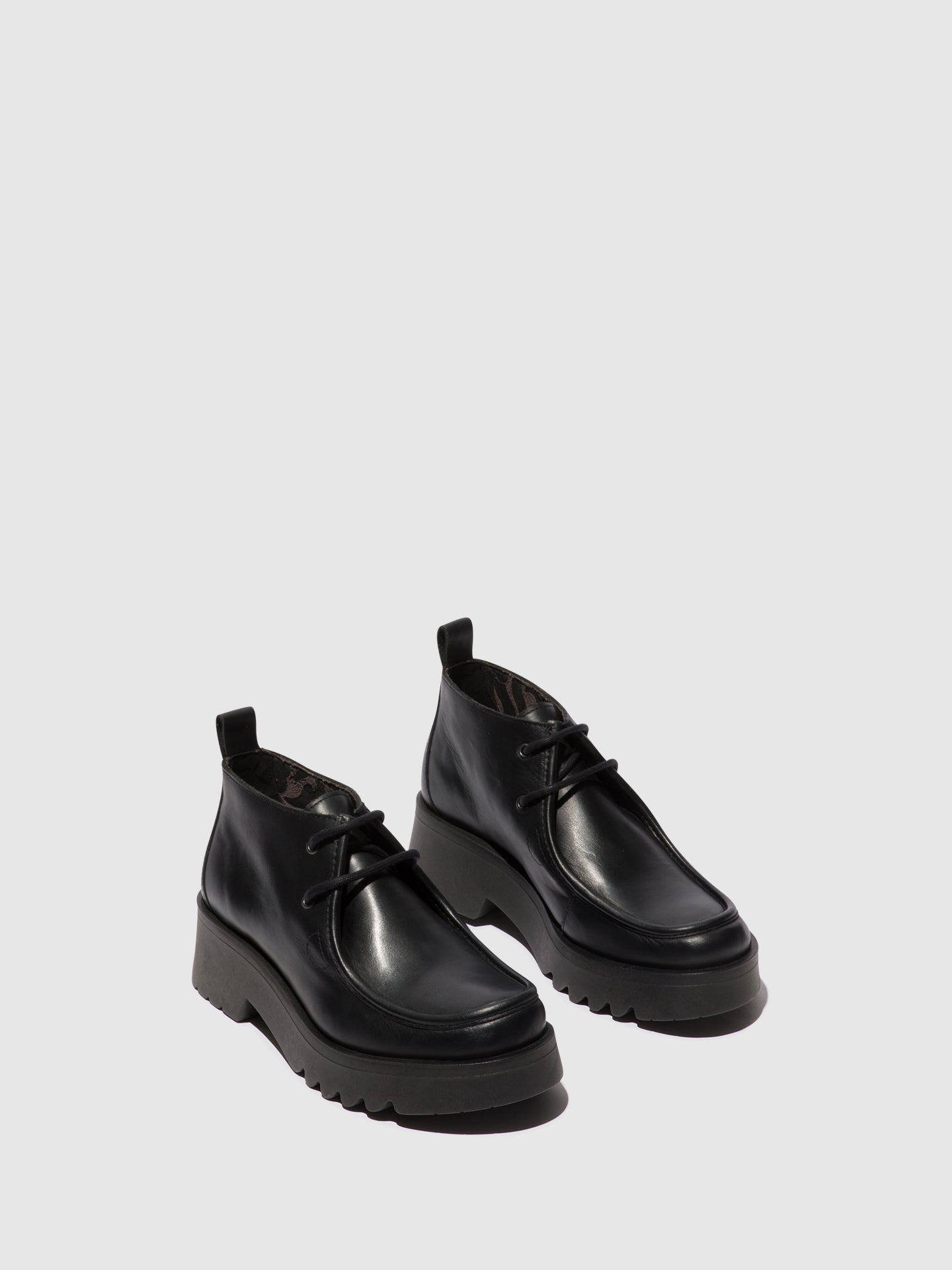 Fly London Women's Black Leather Lace-Up Dress Shoes