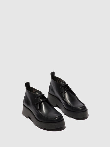 Fly London Women's Black Leather Lace-Up Dress Shoes