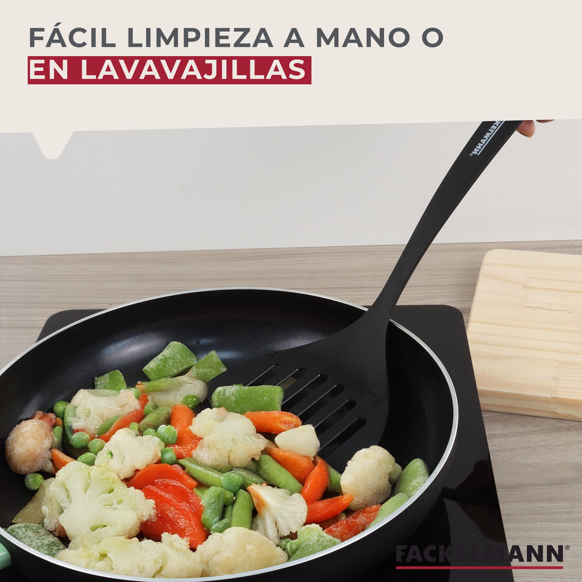 Fackelmann Fenix Slotted Spatula: 100% RPET Recycled Plastic, Heat Resistant 230°C, Non-Scratch, 31cm Black