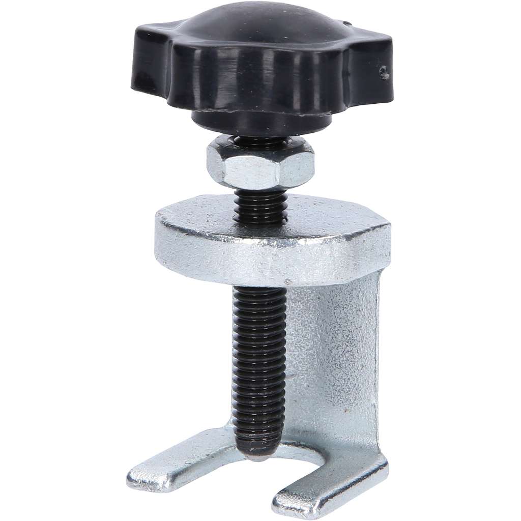 Metal tool with a black knob on a white background