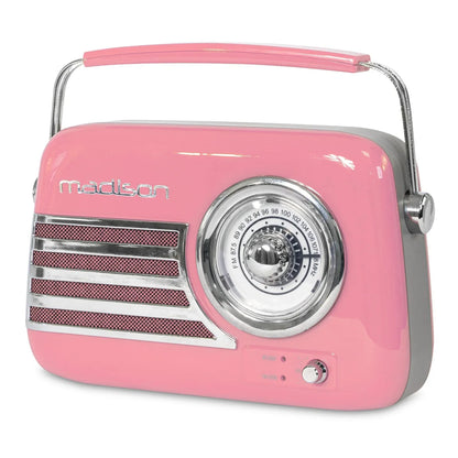 Madison FREESOUND VR40P Pink Vintage Radio with Bluetooth FM - Gomix Brands Outlet