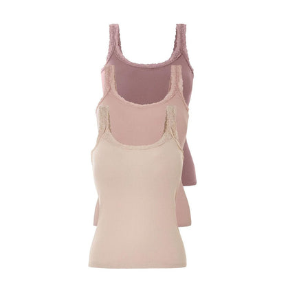 esmara Women's Ribbed Lace Top 3 Pack