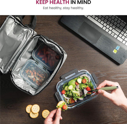 FineDine Insulated Lunch Bag with Glass Food Containers