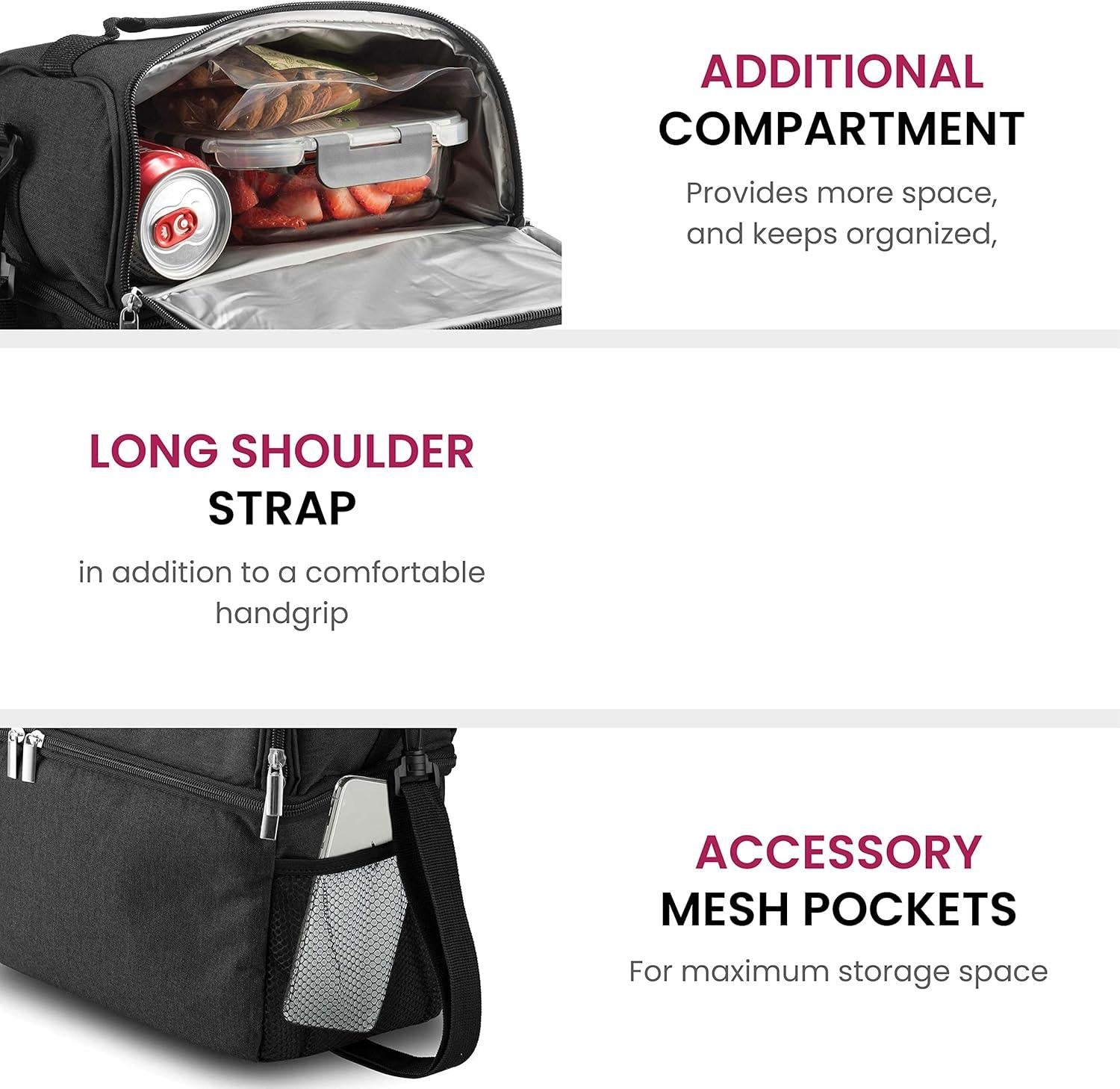 FineDine Insulated Lunch Bag with Glass Food Containers