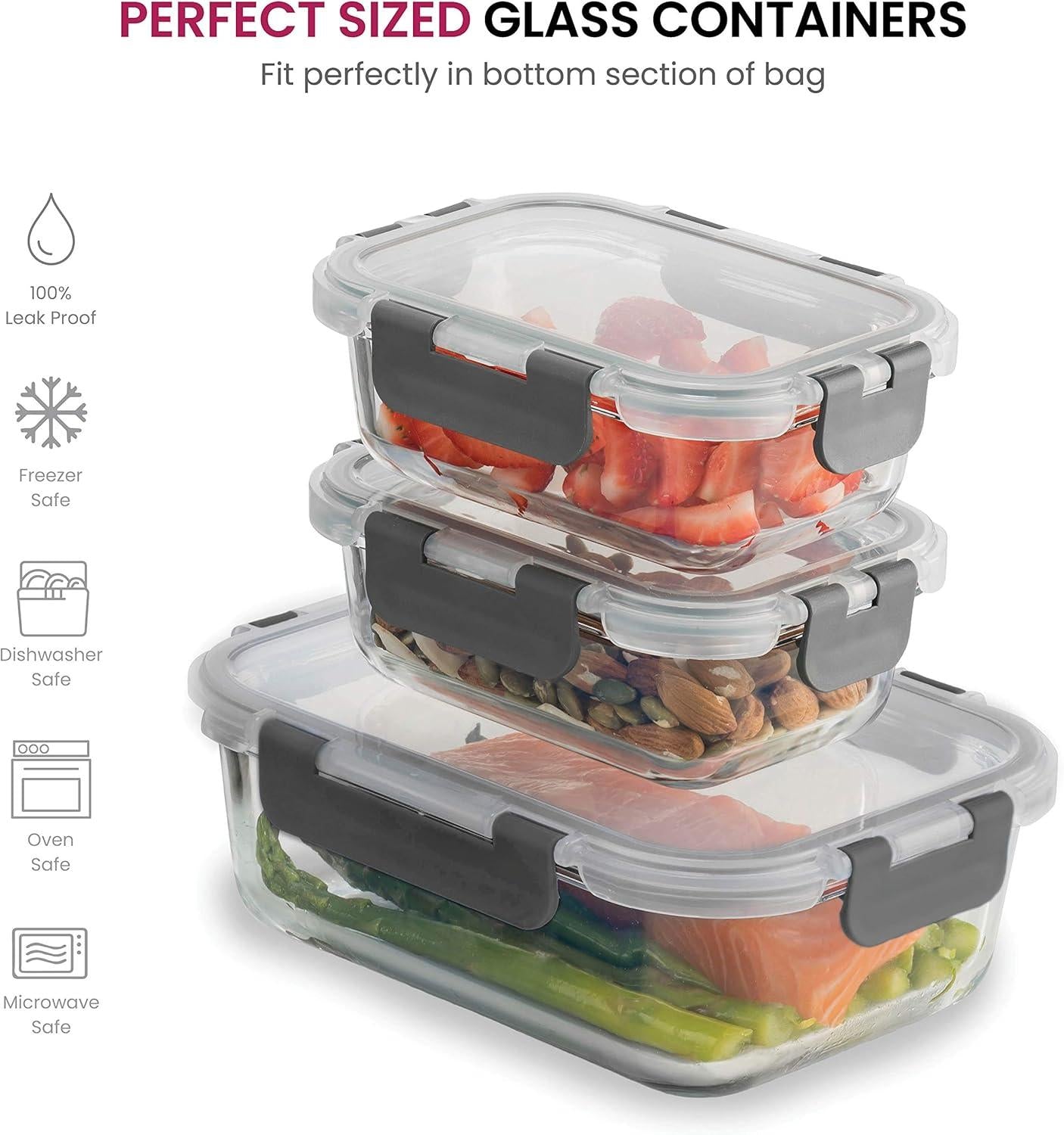 FineDine Insulated Lunch Bag with Glass Food Containers