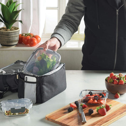 FineDine Insulated Lunch Bag with Glass Food Containers