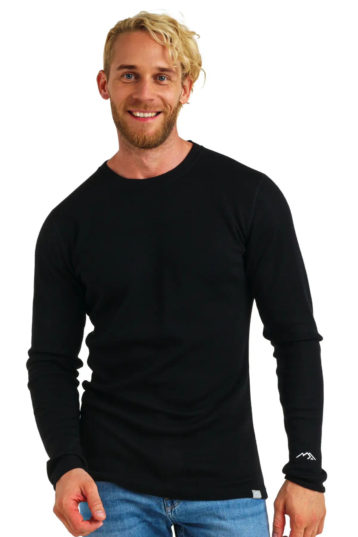 Premium Men's Merino Wool Long Sleeve Shirt – Black, 320G