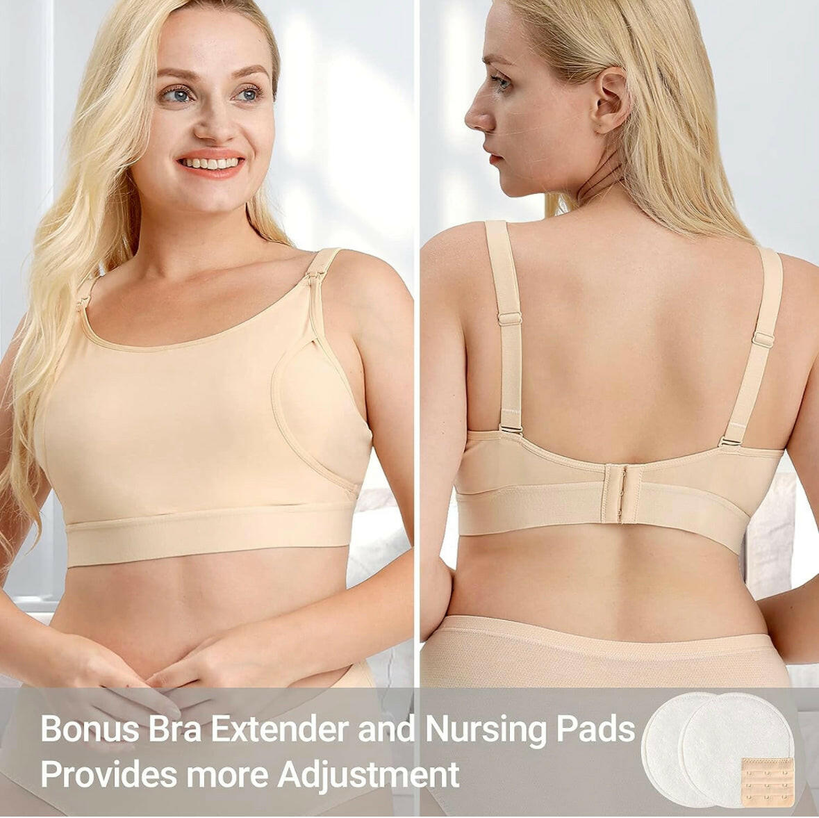 Momcozy Adjustable Nursing Bra for Breast Pumping Beige
