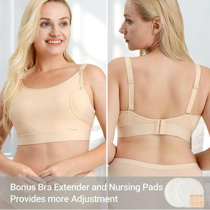 Momcozy Adjustable Nursing Bra for Breast Pumping Beige
